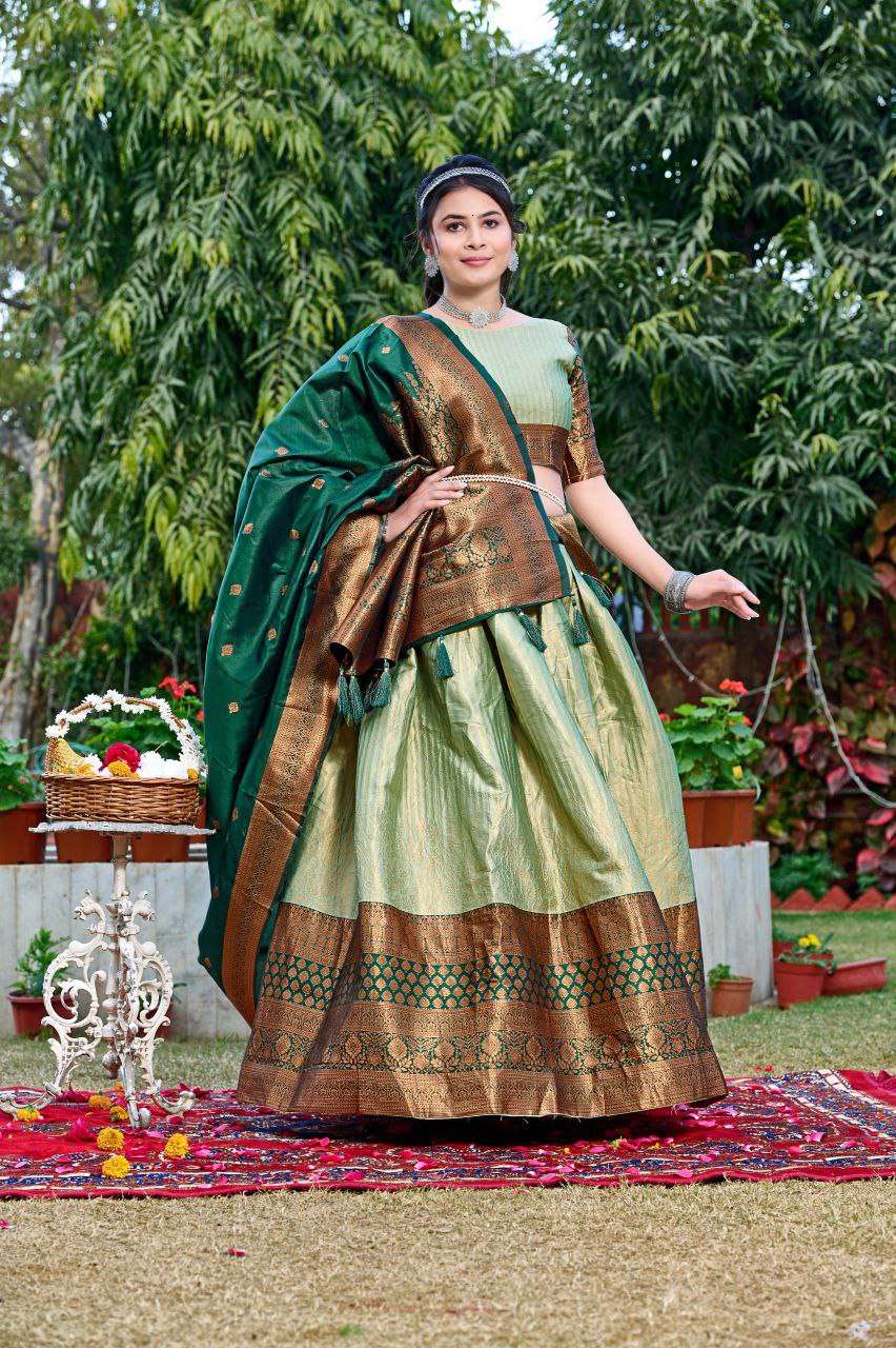 Women's Tussar Silk Patola Print Lehenga Choli Dupatta Set - Image 18
